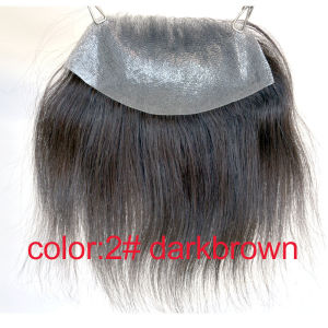 7*16cm Men Toupee with PU Natural Hair Forehead Hair Line Frontal Hairpiece for Men with Human Hair Replacement For Baldness