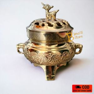 Hiolo Kuningan Tutup Motif Naga Tempat Dupa Tempat Abu Tempat Dupa Kuningan Asli