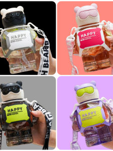 Botol Minum Anak Robot Beruang 800ml FREE Stiker 2D3D Botol Anak Tali Sedotan 2310...PINK