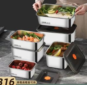 Food Storange Stainless Steel Containers with Airtight Lid Space-saving Stackable Lunch Boxes Prep Meal Boxes Keimav