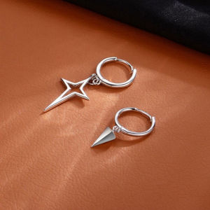 2pcs/set Fashion Asymmetric Cross Cone Earring for Women Men Punk Hip Hop Dangle Earrings Jewelry