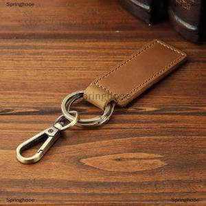 [COD] Springhooe Genuine Leather Retro Cowhide Keychain Metal Lobster Clasp Pendant Fashion Personalized Anti-lost Car Keyring Keyholder