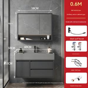 Elegant Modern Rock & Solid Wood Bathroom Vanity with Nano Stone Sink and Intelligent Storage | 2-Day Doorstep Delivery