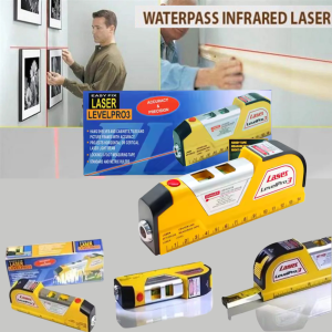 KING XIMIJI Penggaris Laser Waterpass Meteran Laser Level 4in1 Crossline Ruler Tape Measure 2.5M