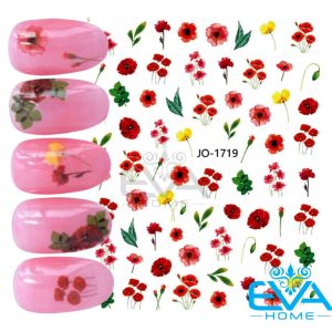Sticker Dán Móng Dạng Decal Dán Chống Nước Mẫu Hoa Anh Túc Đỏ Poppy Flower JO1719