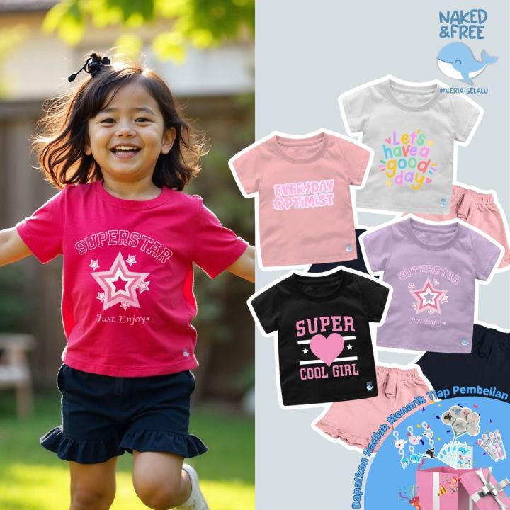 Naked Free Setelan Kaos Alishya Anak Perempuan – “Supercool