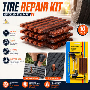 Tubeless Tire Repair Kit 8 Piece Set Emergency Plug Tools For Car Motorcycle E Bike Scooter