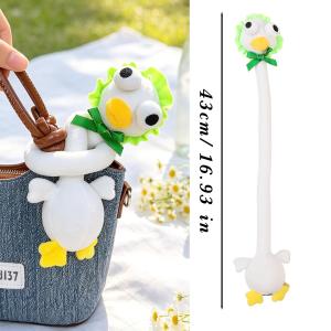 43cm Long Neck Animal Plush Keychain Cute Stuffed Toy Bag Pendant Cartoon Dachshund White Chick Duck Sloth Creative Gift Decoration