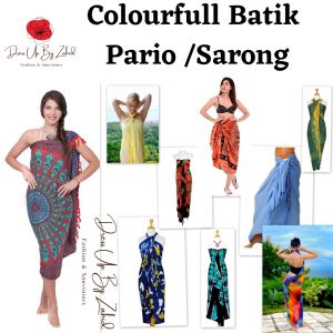 Ready Stock  Pario Batik Perempuan || Women Batik Pario Beachwear || Colourfull Batik Sarong With Tassel
