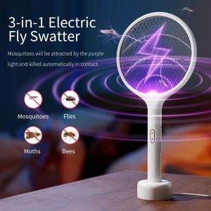 Xiaomi Qualitell ไม้ช็อตยุงไฟฟ้า Electric Mosquito Swatter ไม้ตียุง 3500V สไตล์มินิมอล 2 in1 แถมแท่นวาง ที่ดักยุง