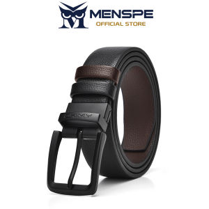 MENSPE Men Belts Double Color Leather Belt Second-layer Cowhide Leather Pin Buckle Belt 120cm Adjustable Length Dress Belts for Men with Classic Buckle Vintage Jeans Belt for Men