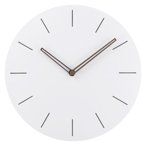 Stylish Simple 12Inch Round White Wooden Wall Clock Quiet Quartzs Movement Operated for Home and Office Decors