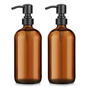 Amber Glass Soap Dispenser with Black Pump Liquid Hand Soap Dispenser for Bathroom Kitchen Dish Soap Dispenser 16Oz 500ml2026