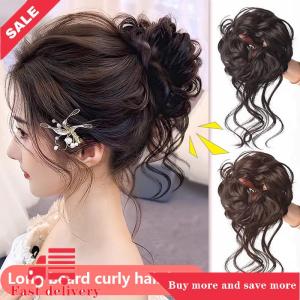 [COD] Tổng hợp xoăn Bun lộn xộn Claw chignon Clip đàn hồi tóc scrunchies hairpieces Donut updo tóc miếng đối với phụ nữ