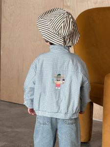 Childrens clothing Korean style spring outfits baby spring outfits 2026 Korean-style childrens clothing boys plaid jacket and jeans set