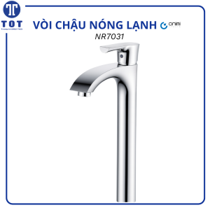Vòi Rửa Mặt Lavabo Cổ Cao Nóng Lạnh ONIMI Chất Liệu Đồng Thau Mạ Crom Cao Cấp NR7031