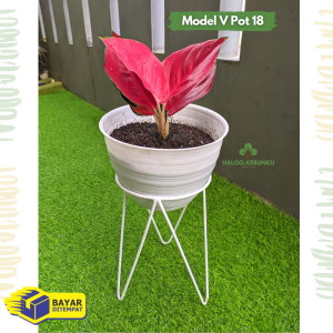 Standing Pot Rak Minimalis Termurah Model V Besi kuat tinggi 30cm diameter 18cm