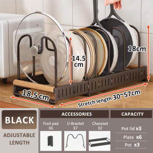 GSlife🔥🔥7/10 Brackets Kitchen Cabinet Pan Rack Shelf Cookware Organizer Pot Lid Holder Storage Adjustable Pan Rack