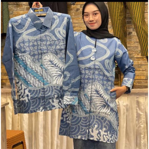 Batik wanita lengan panjang tunik bahan katun premium Full lapisan trikot