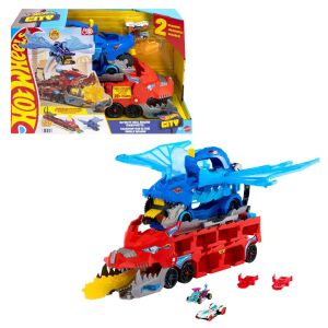[Netflix Lets Race] Hot Wheels City Hot Wheels Ultimate Dual Dragon Transporter & 2 1:64 Scale Toy Cars (JBM72)
