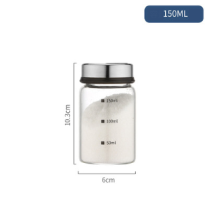 Stainless Steel Lid Glass Body Condiments Bottle Seasoning Set Seasoning Pots with a Scale for Salt Pepper Sugar MSG for Kitchen Condiments Outdoor Barbecue Condiments