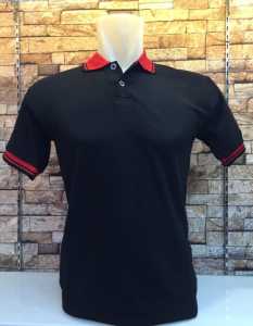 Kaos kerah pendek FO KOMBINASI - Hitam No 13 / Kaos kerah polos FO Kombinasi Lengan Pendek / polo shirt lengan pendek / Kaos polo katun Premium / KERAH KOMBINASI - Hitam Kombinasi Merah