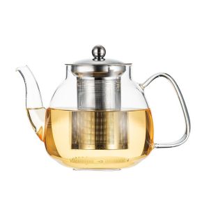 Glass Flower Teapot 900ML-Cold and Heat Resistant-For Tea Bar Machine