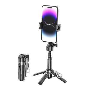 TNW T26 Mini Selfie Stick Tripod Portable Grip Phone Tripod with Wireless Bluetooth Remote for Phone