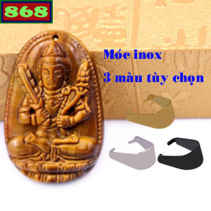 Mặt dây chuyền Phật Hư không tạng đá mắt hổ 2.2 x 3.6cm 2.9 x 4.5cm kèm móc inox Phật bản mệnh