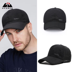 UPGREE หมวกเบสบอล  ฤดูร้อนของผู้ชายหมวกเบสบอลกลางแจ้งหมวกเบสบอลแห้งเร็วหมวกเบสบอลระบายอากาศหมวกบังแดดแบบบางมากหมวกป้องกันแสงแดดแฟชั่นหมวกปรับได้หมวกกีฬากลางแจ้งออกกำลังกาย