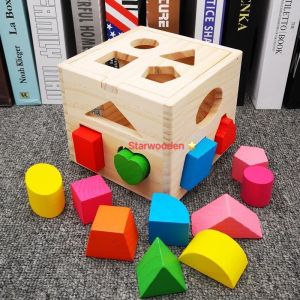 Sorter Toys with 15 Shape BlocksShape Sorting Cube Toy  for Toddlers Kids Gift boy and girl