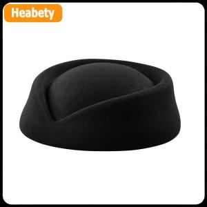 【2-3 ngày giao hàng】 Mũ beret Mũ hãng hàng không tiếp viên hàng không mũ cổ điển mũ đen phẳng đầu mũ tóc Clip Phụ kiện tóc