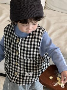 Childrens Autumn and Winter 2025 Baby clothes Korean style childrens clothing boys half-high collar base shirt and thickened sweatpants set