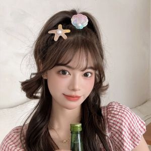 REEBO Conch Starfish Hair Clip Hair Accessories Pearl Sweet Barrettes Lovely Hairpin Shell Hair Clip Women