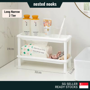 White Compact Minimalist Muji Japandi Style 2 Tier 3 Tier Desktop Storage Rack for Kitchen Spice Rack Bathroom Organizer