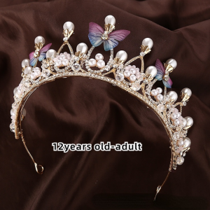 Queen Crown Headband Girl Birthday Head Band Kid Pearl Diamond Crown Hair Band Princess Headpieces Model Show Headbands Headdress Wedding Hair Accessories