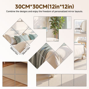 LUBOOD 6PCS DIY HD Mirror Wall Sticker Acrylic Stitching Mirror Self Adhesive Mirror Full Body Mirror