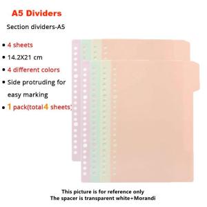 A5/B5/A4 Binder Notebooks Loose Leaf Replaceable Lined/Grid/Dotted/Blank Refill Refillable With Dividers Metal Ring Journal for College Students Office School Supplies Stationery