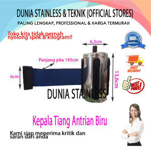 Kepala Tiang Antrian Biru aksesoris stainless