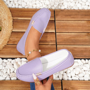 Free Shipping 2026 New Plus-Size Versatile Casual Flat Shoes For Women Slip-On High Heels Soft Leather Loafers
