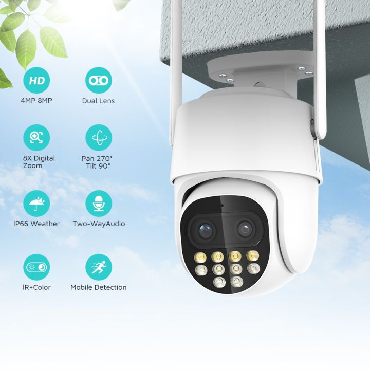 8MP Ultra HD PTZ Wifi Camera AI Person/Animal/Vehicle Detection CCTV Home  Surveillance IP Camera Outdoor P2P Camera For ICsee Lazada PH