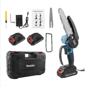 Makita 8inch มือถือเลื่อยไฟฟ้า +2 ก้อนแบตเตอรี่ 199V เลื่อยโซ่ เครื่องมือตัด Chainsaw Logging Saw Household