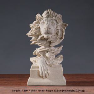 Lion Head Statue Retro Animal Imitation Bronze Lion Head Resin Craft Decoration Living Room porch office home decoration modern art