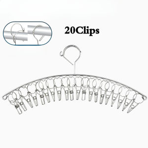 50 Clips Drying Racks Hanger Stainless Steel Clothes Hanger Clips Space-Saving Multi-Clip Clothes Drying Rack Windproof Balcony Clothes Hange