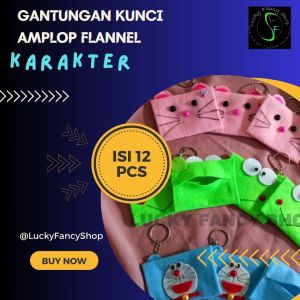 GANTUNGAN KUNCI AMPLOP KARAKTER KARTUN FLANEL ISI 12 PCS LEBARAN KONDANGAN 1 LUSIN FLANNEL TERMURAH