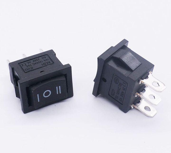 Buy KCD1 10A 125V AC 3 pin SPST red color round plastic rocker switches with indicator pack of 10pcs