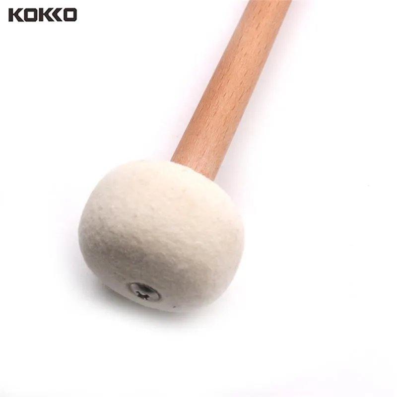 KOKKO 2pcs Timpani Mallet Drumstick Felt Head Wood Handle Anti-slip Bass  Drum Sticks Indispensable Accessory for Musical Instrument