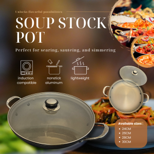 Black Soup Stock Pot (nonstick aluminum induction compatible perfect for any dish)
