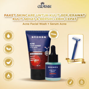 PAKET ACNE FIGHT BROMEN (Acne Facial Wash + Serum Wajah Acne) Jerawat Bromen
