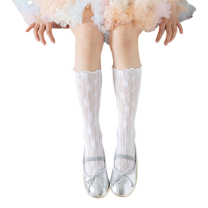 1 Pair Lovely Summer Thin Socks Sweet Flower Lace Socks for Girls Adorable Childrens Under Knee Length Stockings